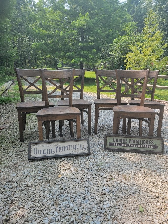 Beautiful Rustic Wood Malaysian Oak CHAIR Solid Wood X-back