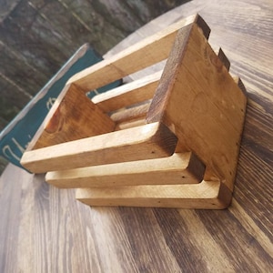Small Rustic Wood CRATE Golden Oak Stained Wall Shelf Storage Stackable Tiny Shelving TV Remote Holder 6.5x9.5x5"h Custom Sizes Colors