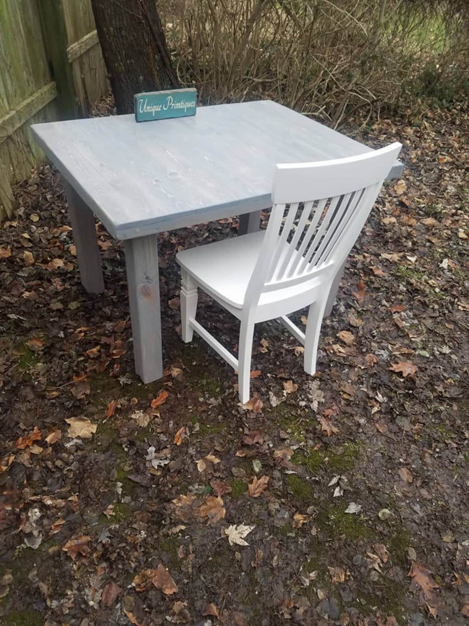 Modern RUSTIC DESK TABLE Kitchen Weathered Gray Solid Wood Etsy