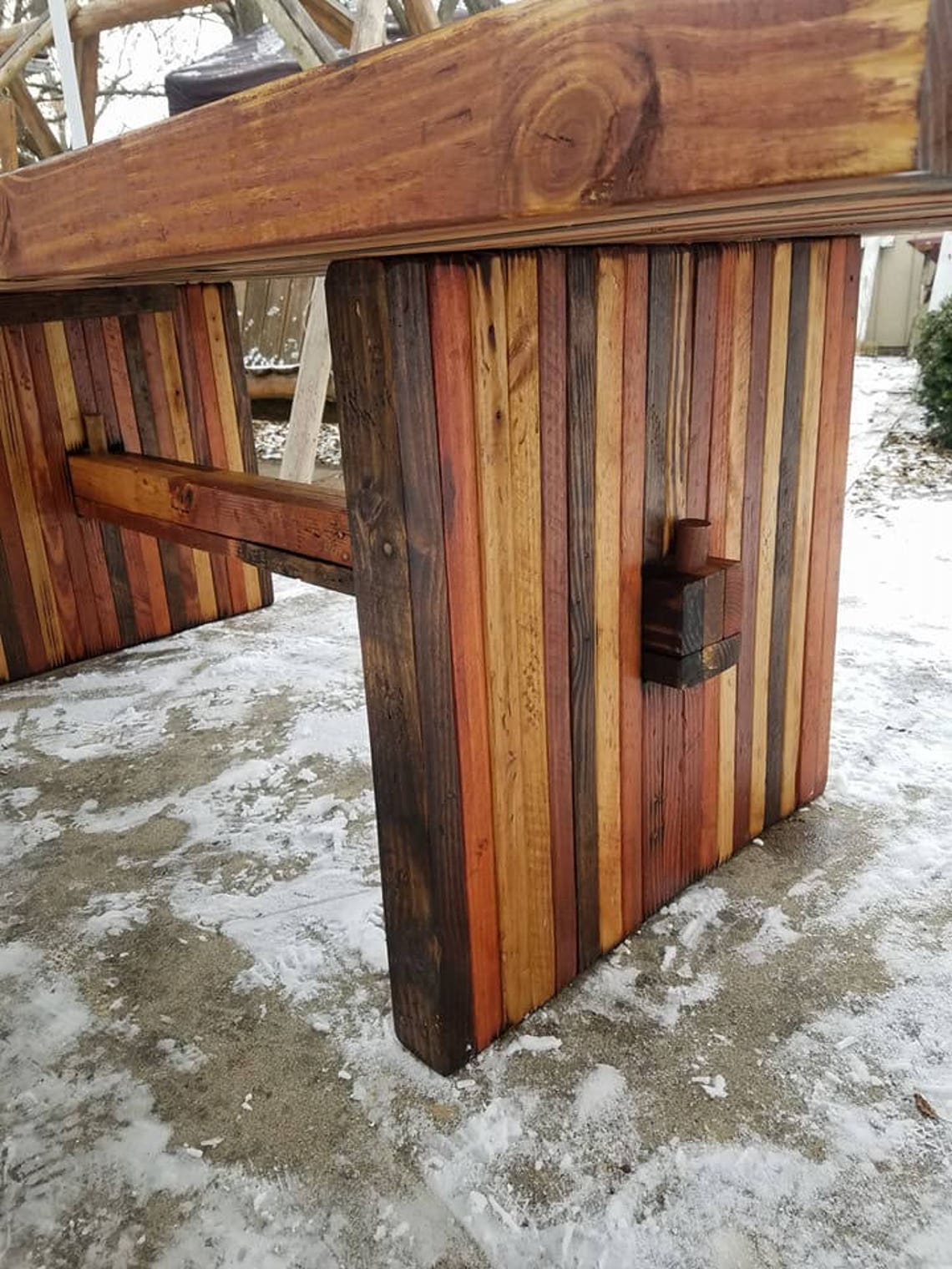 Reclaimed Pallet Salvaged Wood Farm Table With Support Beam by - Etsy
