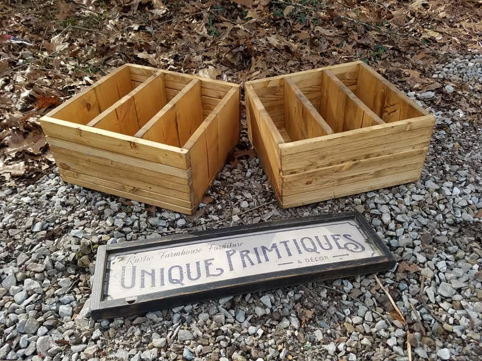 Rustic FARMHOUSE CRATE BOX Lot of Two W Dividers Reclaimed | Etsy