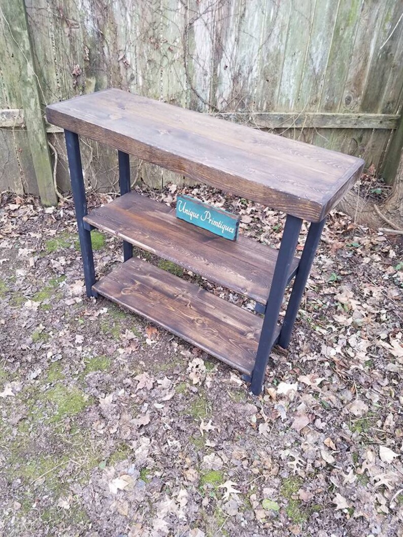 Rustic SOFA Hall Console Reclaimed Wood Table Book Shelf Etsy