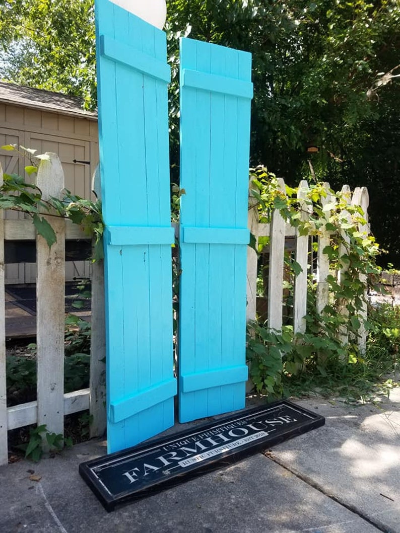 Rustic COASTAL WOOD SHUTTERS 5slat Turquoise Beach Cottage Etsy