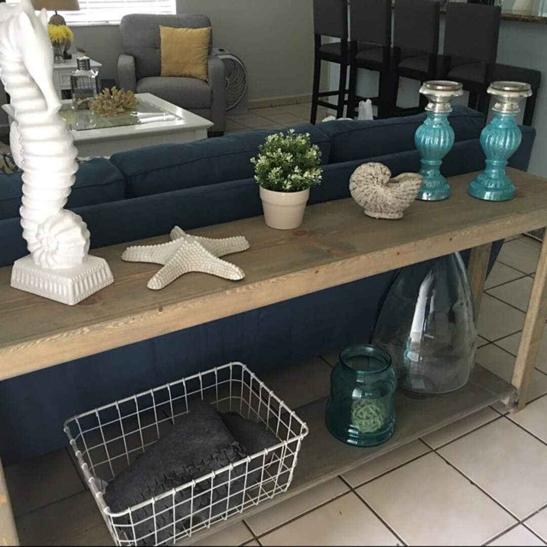 RUSTIC SOFA TABLE Console Entryway Entry Hall Large Reclaimed Wood 12-3 ...