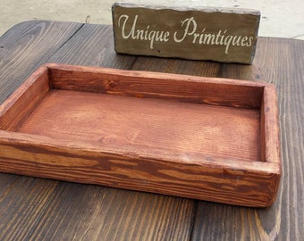 RUSTIC TRAY BOX Reclaimed Wood Cupcake Holder American Walnut Wedding Table Decor Dish Salvaged Woods 9 x16 x2-1/2" h Custom Sizes & Colors