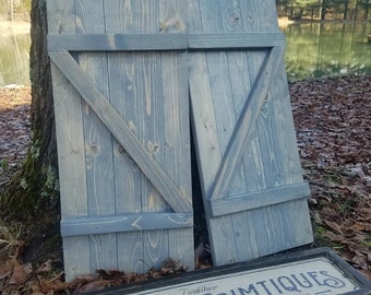 Rustic FARMHOUSE SHUTTERS Reclaimed Wood Mini Barn Door Wall Hanging Window Gates Centerpiece Doors By Unique Primtiques Custom Sizes Colors