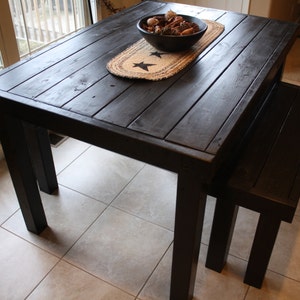 RUSTIC PUB TABLE Unique Primtiques Primitive Black Tall Kitchen Dining Bar Table With Two Matching Benches Set Custom Sizes Colors