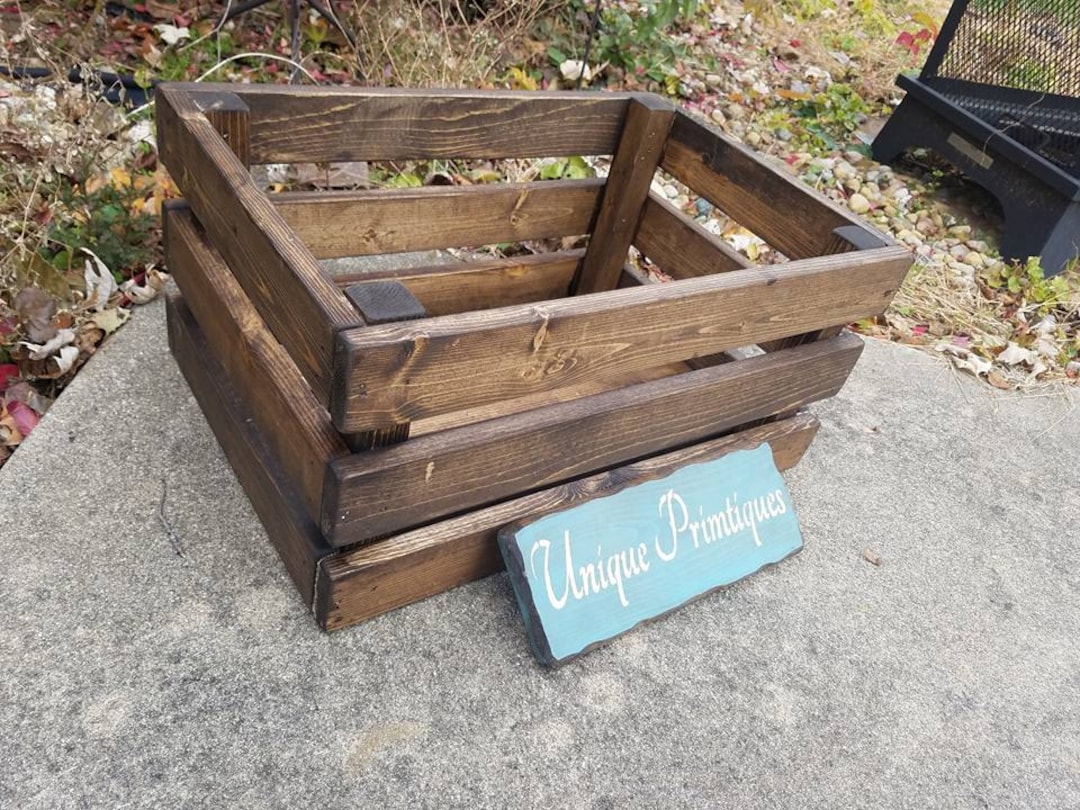 FARMHOUSE CRATE Rustic Reclaimed Wood Dark Walnut Farm House Wall Shelf ...