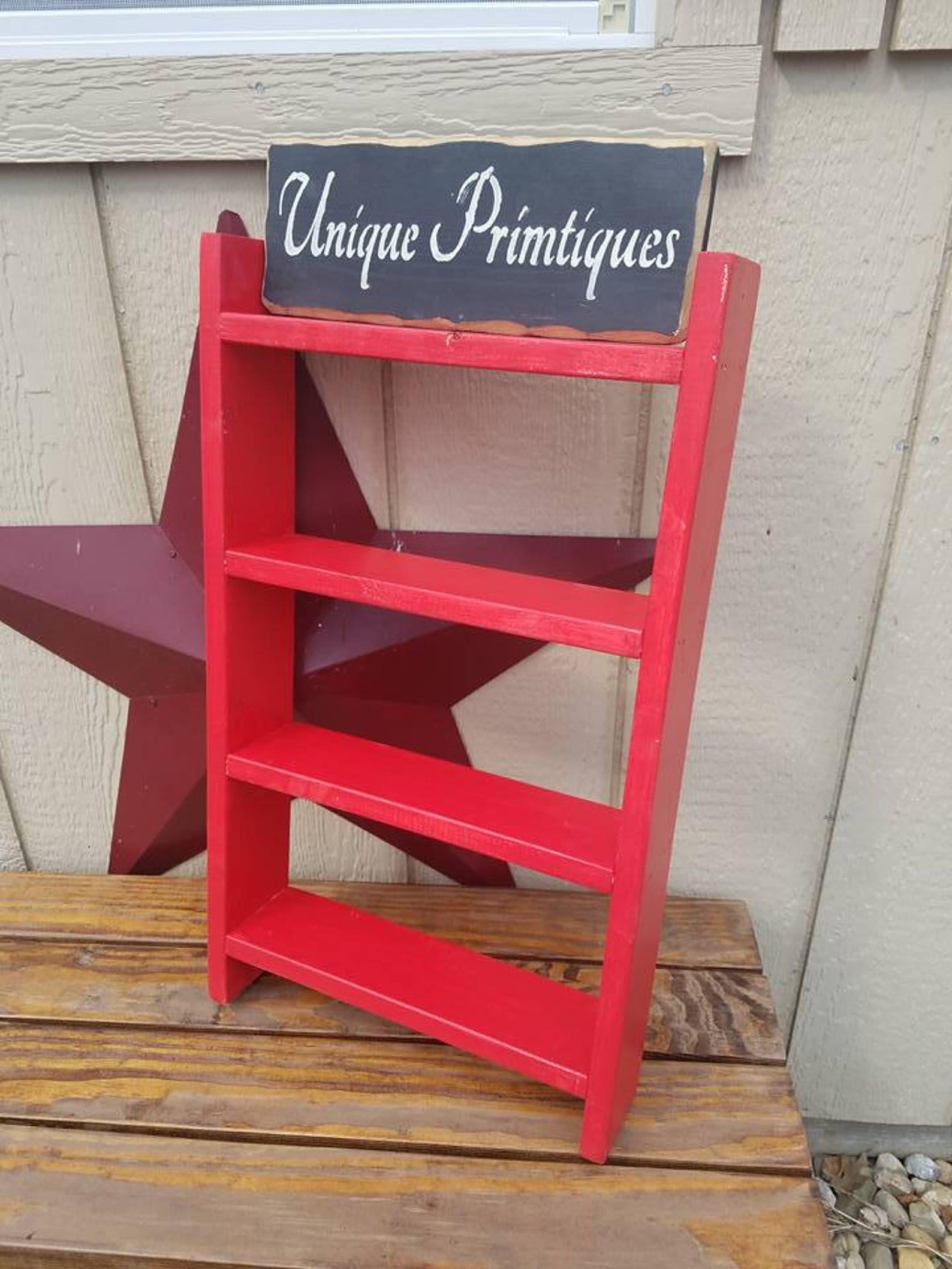 Fire Engine RED Ladder Shelf Home Wall Decor Custom Sizes Etsy