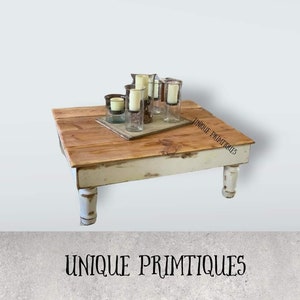 FARMHOUSE COFFEE TABLE W Turned Legs Solid Rustic Reclaimed Salvaged Wood Custom Sizes Colors By Unique Primtiques Built Tough In USa
