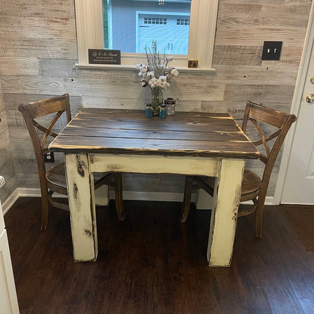 Rustic FARM TABLE & Chairs 3-piece Set Farm House Country Cabin ...