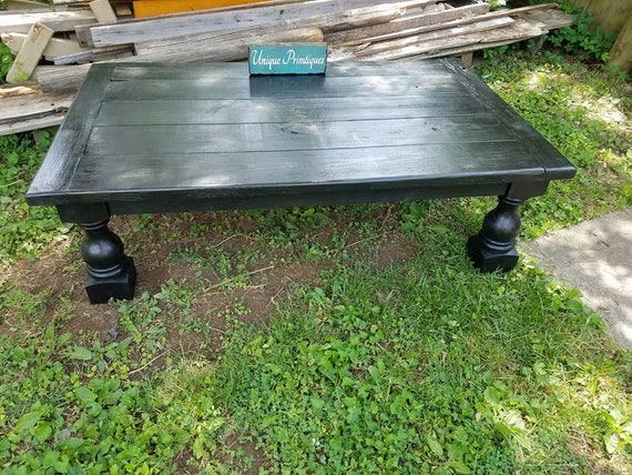 Rustic COFFEE TABLE Large Turned Legs...
