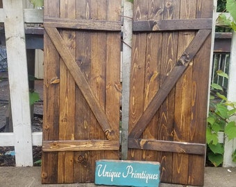 Rustic FARMHOUSE SHUTTERS Reclaimed Wood Mini Barn Door Wall Hanging Window Gates Centerpiece Doors By Unique Primtiques Custom Sizes Colors