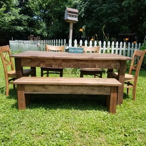 RUSTIC FARMHOUSE BENCH Farm House Indoor Outdoor Kitchen Dining Porch ...