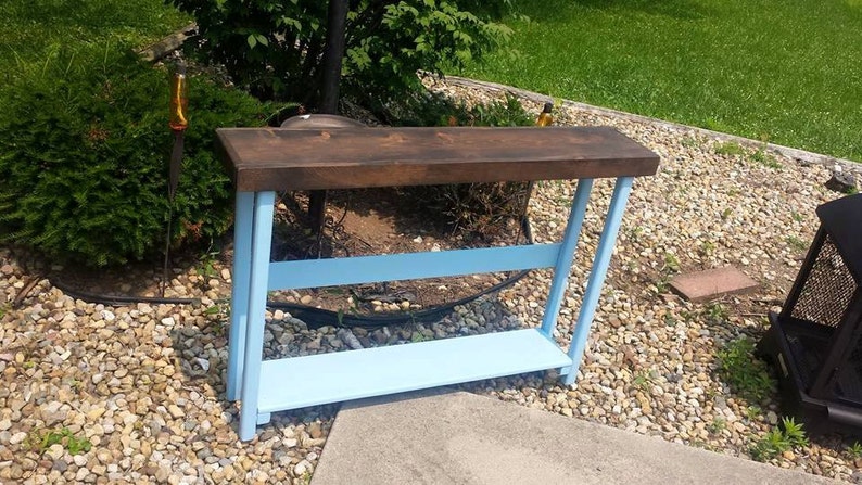 RUSTIC SOFA TABLE Console Entryway Hall Accent Unique Primtiques Dark ...