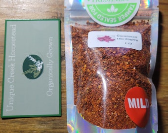 Gochugaru Korean Chili Pepper POWDER Ground Mild 1,500-10,000 Scoville Unique Creek Homestead Seasonings Flakes
