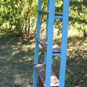 COASTAL LIVING TALL Dark Walnut Stained Mountain Blue Solid Wood Bookshelf Book Shelf Shelving Unit 11x46x80 Custom Sizes Colors Available image 4