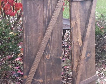 RUSTIC WOOD SHUTTERS Dark Walnut Barn Door Z Primitive 12x36&quot; h Wooden Shutters Cabin Rustic Farmhouse Country Wall Decor Custom Sizes Color