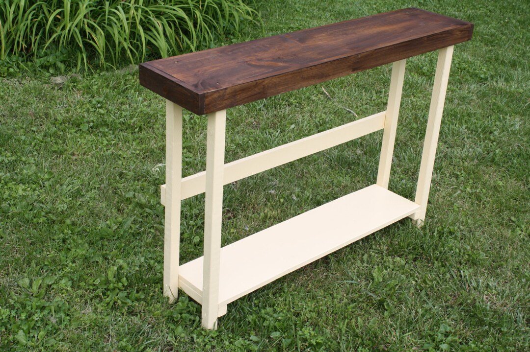 CONSOLE Sofa TABLE Rustic Entryway Accent Unique Primtiques Dark Walnut ...