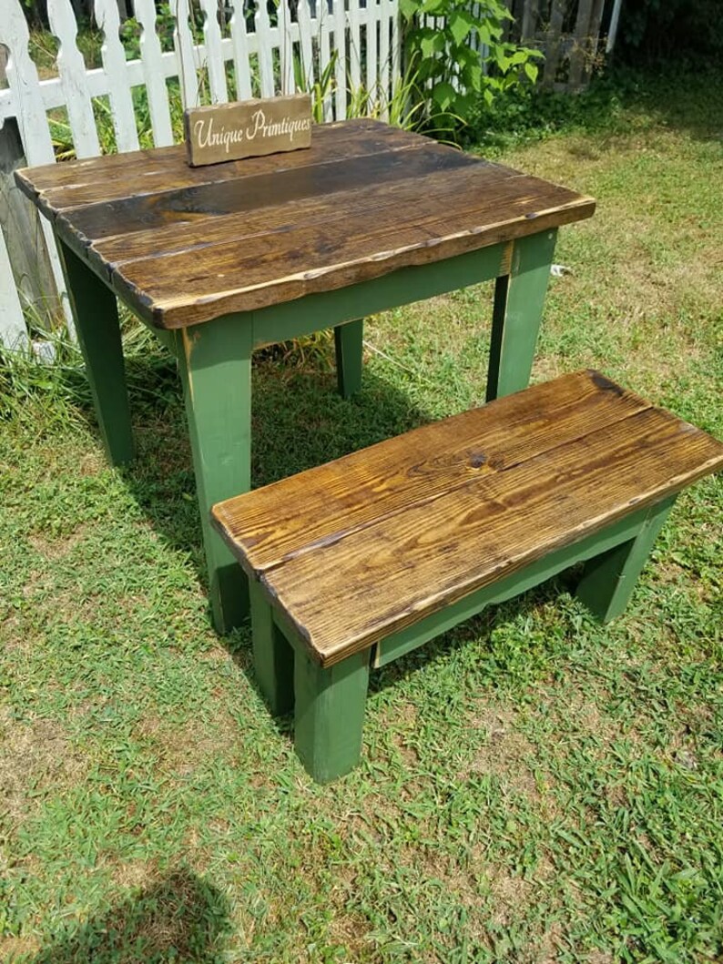 RUSTIC FARMHOUSE TABLE Benches & Wooden Crates 5-piece Set Bench ...