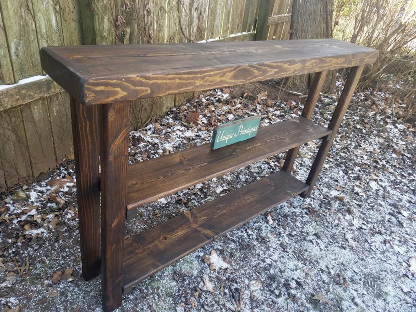 RUSTIC SOFA TABLE Bookcase Console Accent Entryway Entry Hall Reclaimed ...