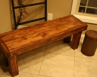 RUSTIC WOOD BENCH American Walnut 14x54x18"h Custom Sizes Colors Indoor Outdoor Porch Mudroom Entryway Entry Kitchen Dining Patio Hall