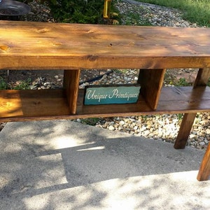 CONSOLE TABLE RUSTIC Sofa Entryway Bookcase Hall Entry Reclaimed Wood 15x60x33-1/2h Buffet Accent Table Dividers English Chestnut Unique