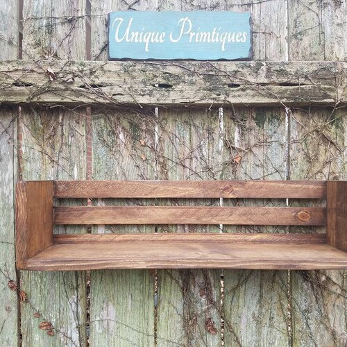 Rustic Wood CRATE shops SHELF By Unique Primtiques English Chestnut Shelving 8x24x6