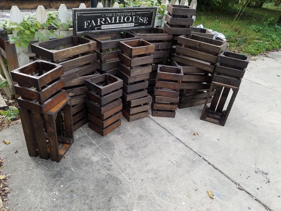 FARMHOUSE CRATE Rustic Reclaimed Wood Dark Walnut Farm House Wall Shelf ...
