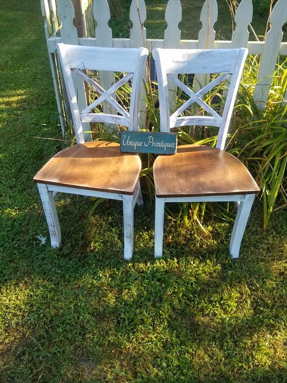 TWO Beautiful Rustic Wood Malaysian Oak CHAIRS Solid Wood Etsy