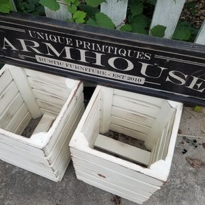 Two RUSTIC FARMHOUSE CRATES Reclaimed Salvaged Wood Wall Shelf Storage ...