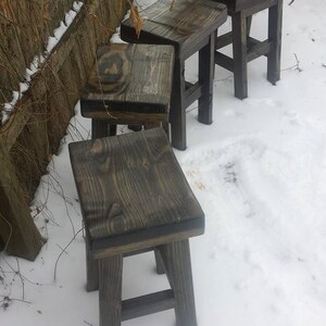 RUSTIC FARMHOUSE STOOLS Two Farm House Kitchen Stool Ebony Primitive ...