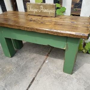 RUSTIC Wood Farmhouse BENCH Primitive Farm House Indoor Outdoor Kitchen ...