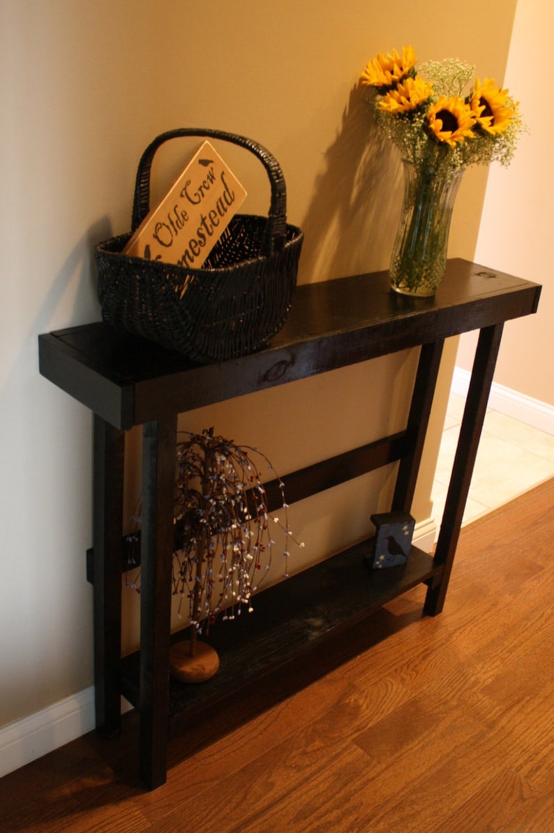 Beautiful Primitive Kettle Black SOFA Hall Console Entry Mud Room Accent Table Custom Sizes Colors By Unique Primtiques Custom Woodworking image 1