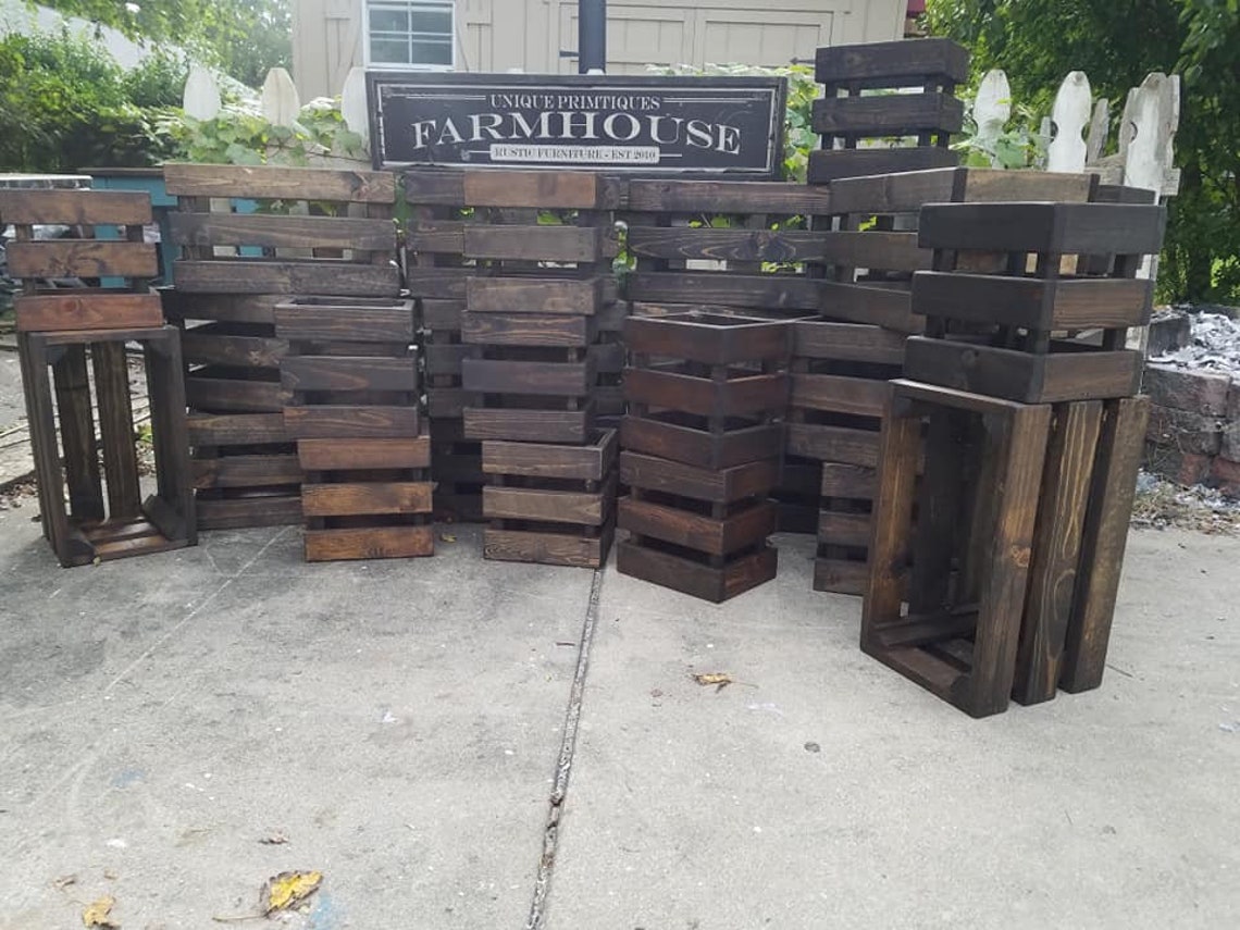 FARMHOUSE CRATE Rustic Reclaimed Wood Dark Walnut Farm House - Etsy