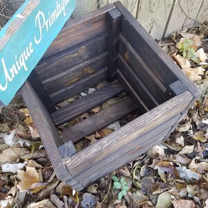 Two RUSTIC FARMHOUSE CRATES Reclaimed Salvaged Wood Dark Walnut Wall ...
