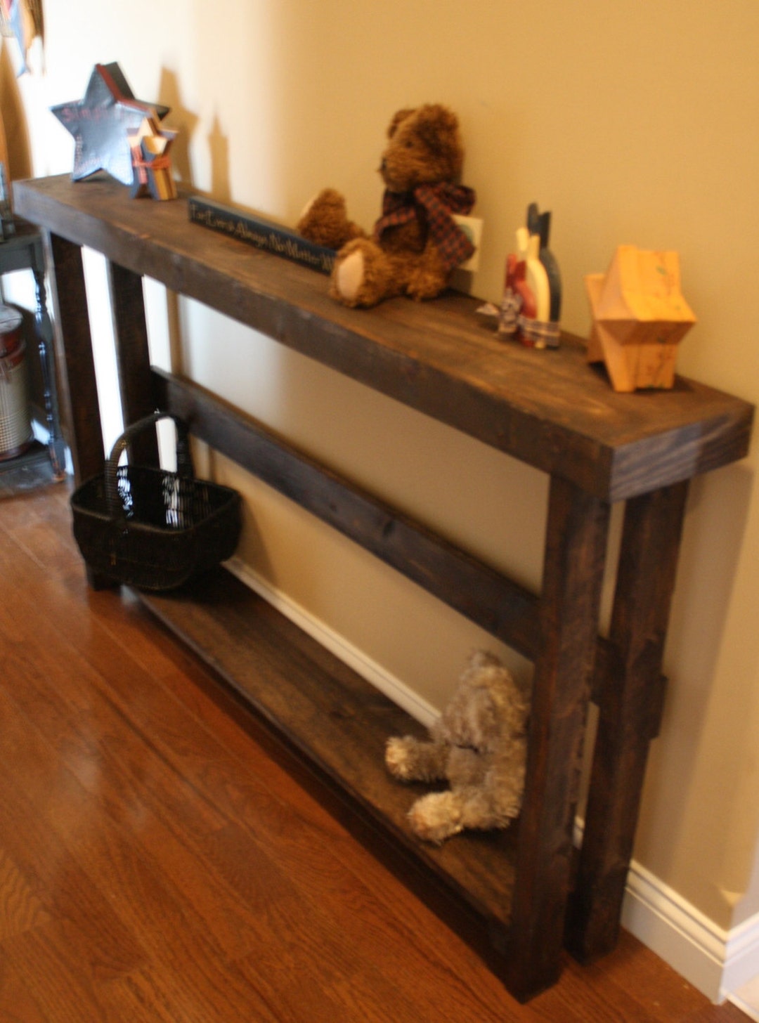 RUSTIC CONSOLE TABLE Sofa Entryway Hall Entry Reclaimed Wood Dark ...