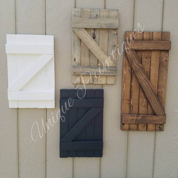 RUSTIC SHUTTER Mini Barn Door Weathered Wood Wall Hanging Shabby Chic Wedding Cake Wooden Backdrop Centerpiece Unique Custom Sizes Colors