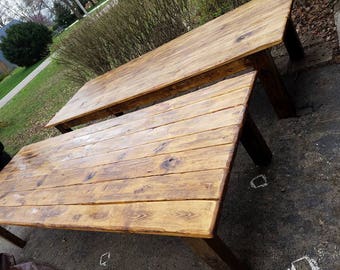 RUSTIC FARMHOUSE TABLE Lot Of Ten 12-Foot Reclaimed Wood Business Restaurant Farm House Country Cabin Large Kitchen Custom Sizes Colors