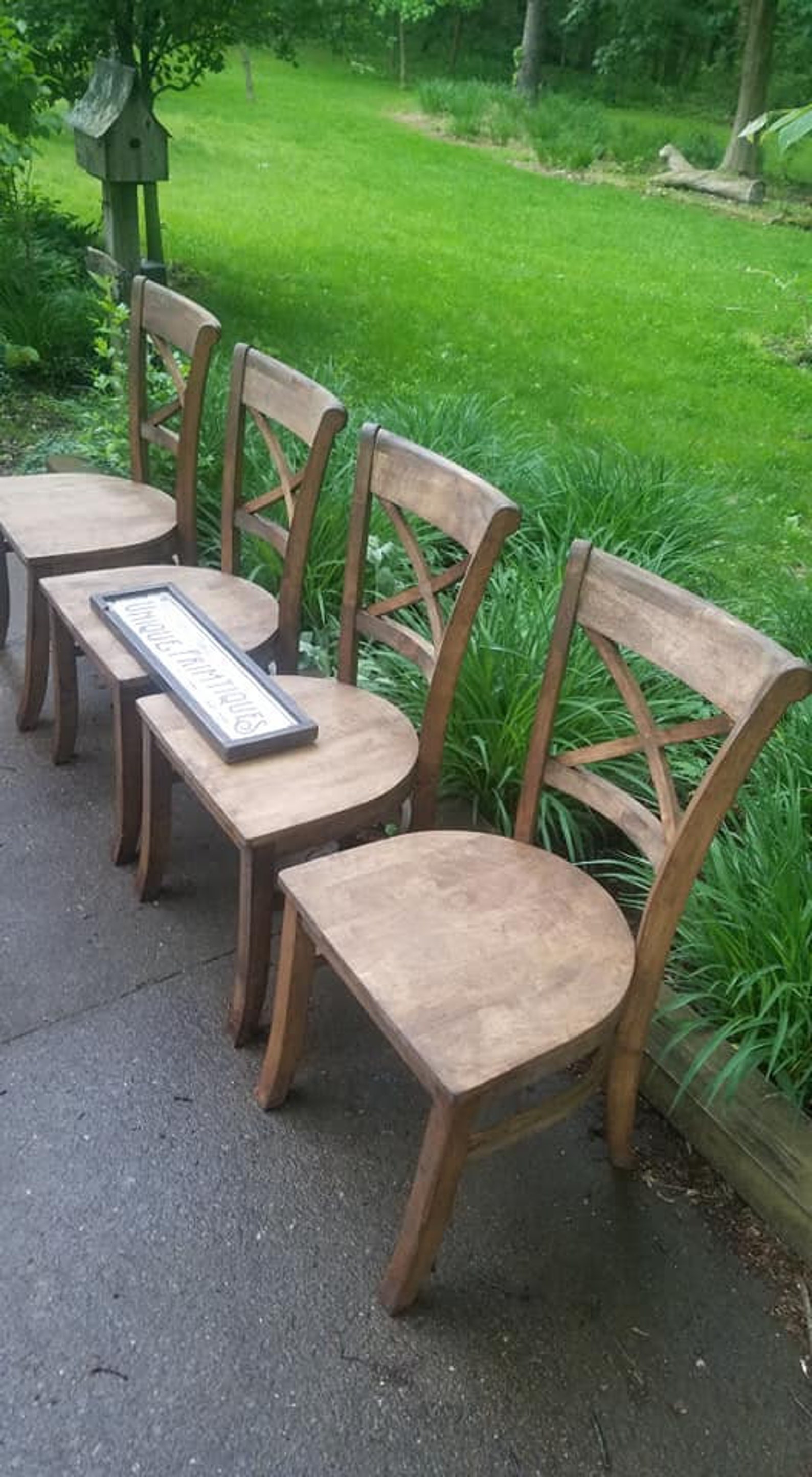 FOUR Beautiful Rustic Wood Malaysian Oak CHAIRS Solid Wood Etsy