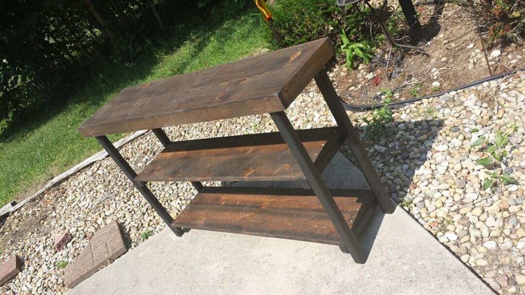 Rustic CONSOLE BOOKCASE Table Sofa Hall Reclaimed Wood Book Shelf Bookshelf Kettle Black Dark
