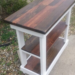 Multi Functional Tall Table American & Dark Walnut Stained Country White Kitchen Island W Center Shelf 20x43x38 Custom Sizes Colors Avail image 3