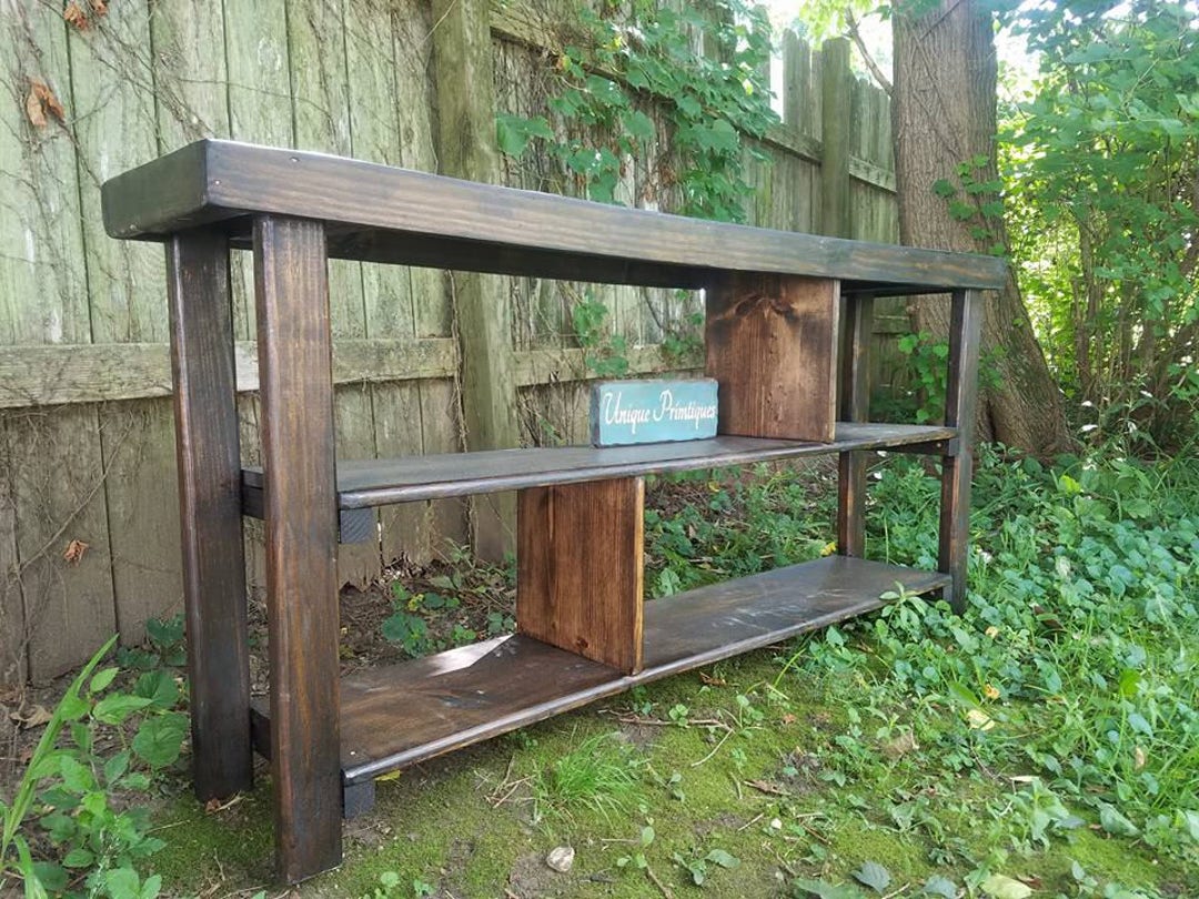 RUSTIC CONSOLE TABLE Bookcase Sofa Entryway Entry Accent Reclaimed Wood ...
