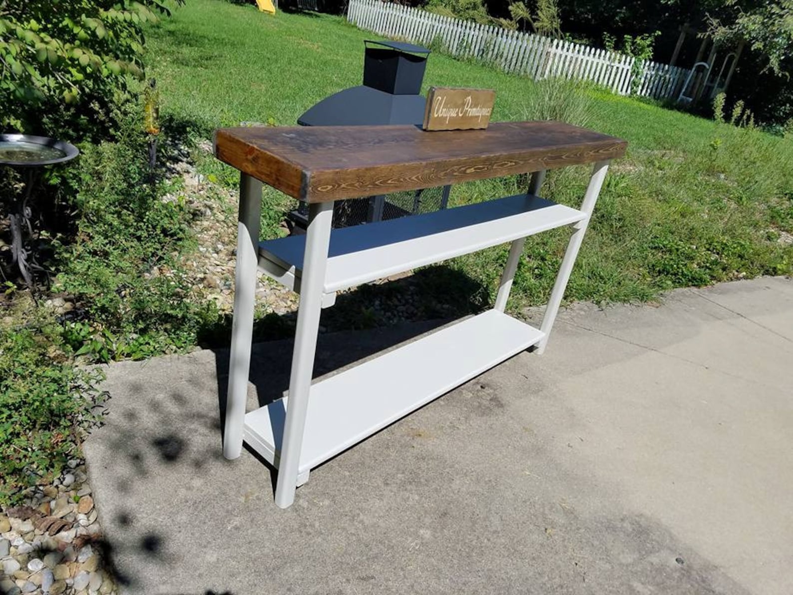 RUSTIC CONSOLE TABLE Sofa Entryway Entry Hall Bookcase Shelf Dark ...
