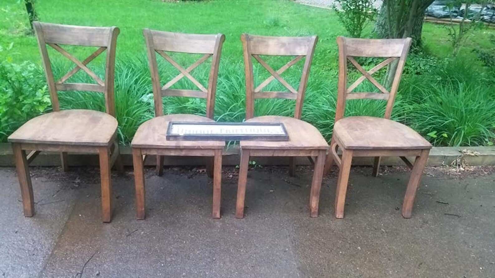 FOUR Beautiful Rustic Wood Malaysian Oak CHAIRS Solid Wood Etsy