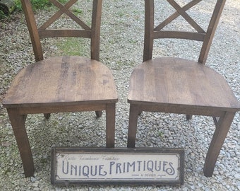 Beautiful Rustic Wood Malaysian Oak CHAIR Solid Wood X-back
