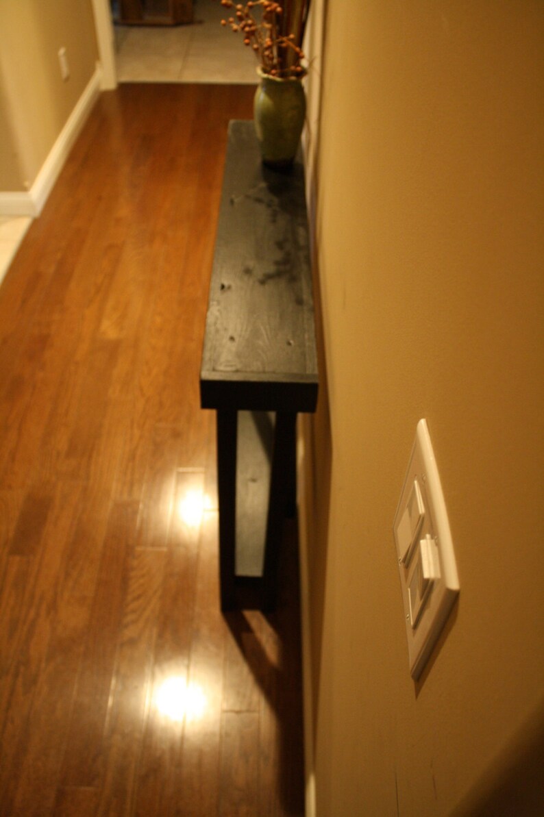 ACCENT TABLE Rustic Hall Entryway Entry Sofa Console Sleek Kettle Black ...