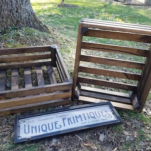FARMHOUSE CRATES Lot Of TWO Rustic Reclaimed Wood Farm House Wall Shelf Book Bathroom Kitchen Storage Stackable Bookcase Custom Sizes Colors
