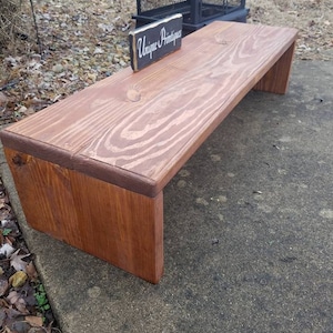 LARGE Rustic Table Riser Bench TV Solid Wood Step Workout Stool Computer Desk Monitor Stand 15x48x11&quot;h Red Chestnut Stain Custom Sizes Color