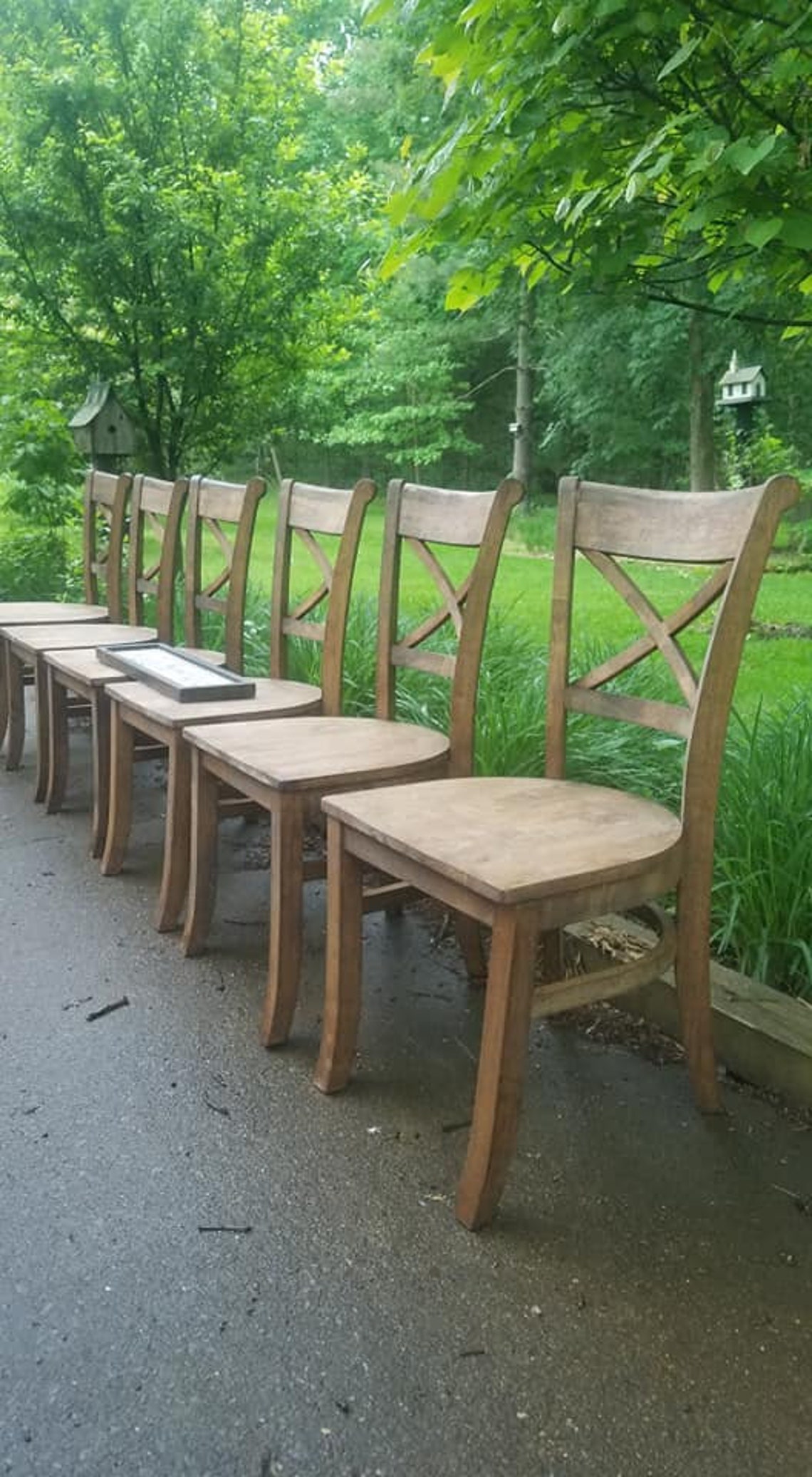 FOUR Beautiful Rustic Wood Malaysian Oak CHAIRS Solid Wood Etsy